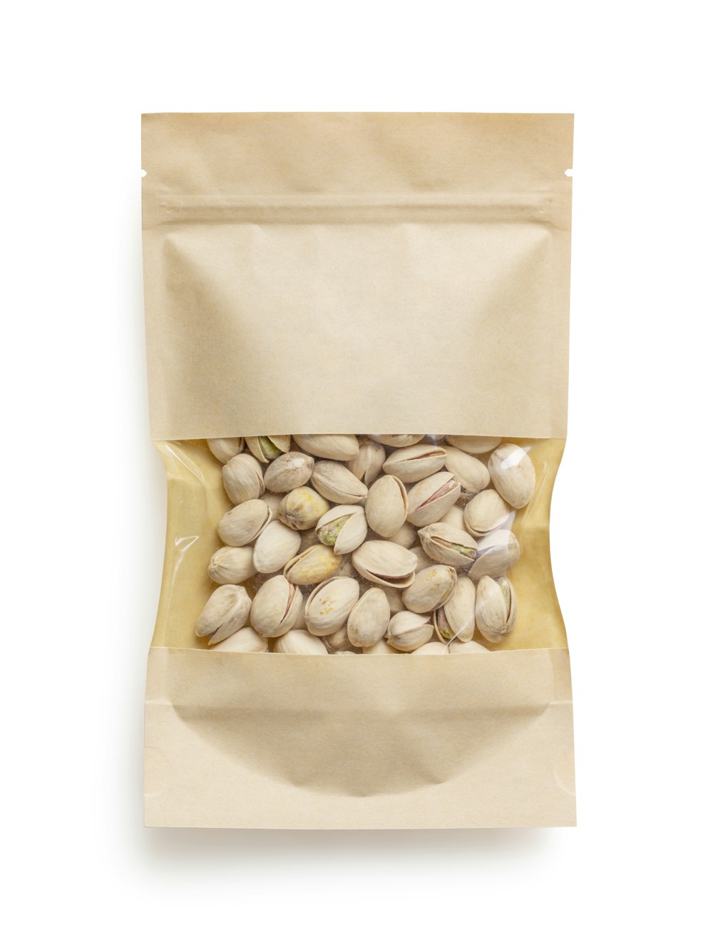 Pistachios in a kraft pouch